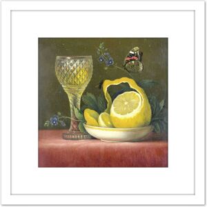 Artery8 Van Os Still Life Lemon & Cut Glass Painting 8X8 Inch Square Wooden Framed Wall Art Print Picture with Mount in White White Artery8 Van Os Still Life Lemon & Cut Glass Painting 8X8 Inch Square Wooden Framed Wall Art Print Picture with Mount in White White