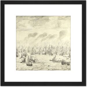 Artery8 Van De Velde Sea Battle Of Terheide Ships Painting 8X8 Inch Square Wooden Framed Wall Art Print Picture with Mount in Black Black Artery8 Van De Velde Sea Battle Of Terheide Ships Painting 8X8 Inch Square Wooden Framed Wall Art Print Picture with Mount in Black Black