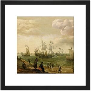 Artery8 Willaerts Ships Along The Shore Painting 8X8 Inch Square Wooden Framed Wall Art Print Picture with Mount in Black Black Artery8 Willaerts Ships Along The Shore Painting 8X8 Inch Square Wooden Framed Wall Art Print Picture with Mount in Black Black