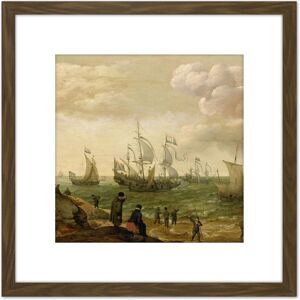Artery8 Willaerts Ships Along The Shore Painting 8X8 Inch Square Wooden Framed Wall Art Print Picture with Mount in Brown Brown Artery8 Willaerts Ships Along The Shore Painting 8X8 Inch Square Wooden Framed Wall Art Print Picture with Mount in Brown Brown