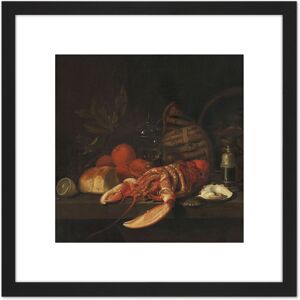 Artery8 David Davidsz De Heem Still Life Lobster Painting 8X8 Inch Square Wooden Framed Wall Art Print Picture with Mount in Black Black Artery8 David Davidsz De Heem Still Life Lobster Painting 8X8 Inch Square Wooden Framed Wall Art Print Picture with Mount in Black Black