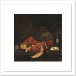 Artery8 David Davidsz De Heem Still Life Lobster Painting 8X8 Inch Square Wooden Framed Wall Art Print Picture with Mount in White White Artery8 David Davidsz De Heem Still Life Lobster Painting 8X8 Inch Square Wooden Framed Wall Art Print Picture with Mount in White White