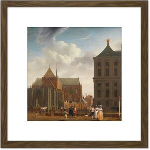 Artery8 Ouwater New Church Town Hall The Dam Amsterdam 8X8 Inch Square Wooden Framed Wall Art Print Picture with Mount in Brown Brown Artery8 Ouwater New Church Town Hall The Dam Amsterdam 8X8 Inch Square Wooden Framed Wall Art Print Picture with Mount in Brown Brown
