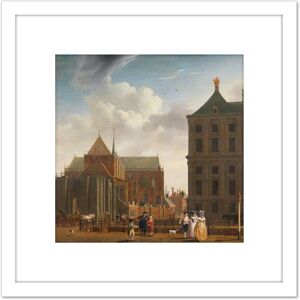 Artery8 Ouwater New Church Town Hall The Dam Amsterdam 8X8 Inch Square Wooden Framed Wall Art Print Picture with Mount in White White Artery8 Ouwater New Church Town Hall The Dam Amsterdam 8X8 Inch Square Wooden Framed Wall Art Print Picture with Mount in White White