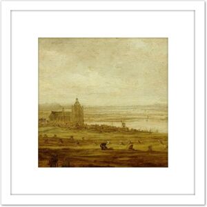 Artery8 Jan Van Goyen View Of Arnhem Church Painting 8X8 Inch Square Wooden Framed Wall Art Print Picture with Mount in White White Artery8 Jan Van Goyen View Of Arnhem Church Painting 8X8 Inch Square Wooden Framed Wall Art Print Picture with Mount in White White