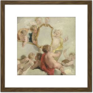 Artery8 De Wit Putti With Mirrors Cherub Babies Painting 8X8 Inch Square Wooden Framed Wall Art Print Picture with Mount in Brown Brown Artery8 De Wit Putti With Mirrors Cherub Babies Painting 8X8 Inch Square Wooden Framed Wall Art Print Picture with Mount in Brown Brown