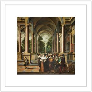 Artery8 Van Delen Gallery Palace Architecture Painting 8X8 Inch Square Wooden Framed Wall Art Print Picture with Mount in White White Artery8 Van Delen Gallery Palace Architecture Painting 8X8 Inch Square Wooden Framed Wall Art Print Picture with Mount in White White