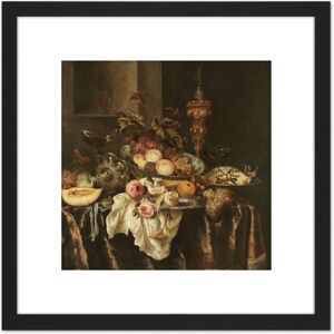 Artery8 Van Beyeren Still Life Fruit Flowers Painting 8X8 Inch Square Wooden Framed Wall Art Print Picture with Mount in Black Black Artery8 Van Beyeren Still Life Fruit Flowers Painting 8X8 Inch Square Wooden Framed Wall Art Print Picture with Mount in Black Black