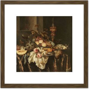 Artery8 Van Beyeren Still Life Fruit Flowers Painting 8X8 Inch Square Wooden Framed Wall Art Print Picture with Mount in Brown Brown Artery8 Van Beyeren Still Life Fruit Flowers Painting 8X8 Inch Square Wooden Framed Wall Art Print Picture with Mount in Brown Brown