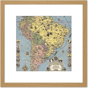 Artery8 1942 Ernest Dudley Chase Pictorial Map South America 8X8 Inch Square Wooden Framed Wall Art Print Picture with Mount in Light Oak Light Oak Artery8 1942 Ernest Dudley Chase Pictorial Map South America 8X8 Inch Square Wooden Framed Wall Art Print Picture with Mount in Light Oak Light Oak