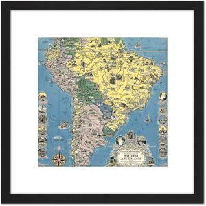 Artery8 1942 Ernest Dudley Chase Good Neighbor Map South America 8X8 Inch Square Wooden Framed Wall Art Print Picture with Mount in Black Black Artery8 1942 Ernest Dudley Chase Good Neighbor Map South America 8X8 Inch Square Wooden Framed Wall Art Print Picture with Mount in Black Black