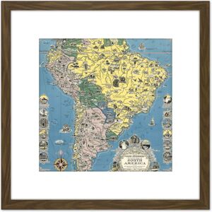 Artery8 1942 Ernest Dudley Chase Good Neighbor Map South America 8X8 Inch Square Wooden Framed Wall Art Print Picture with Mount in Brown Brown Artery8 1942 Ernest Dudley Chase Good Neighbor Map South America 8X8 Inch Square Wooden Framed Wall Art Print Picture with Mount in Brown Brown