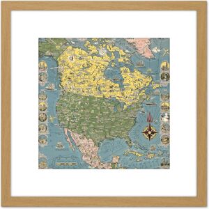 Artery8 1945 Ernest Dudley Chase Pictorial Map North America 8X8 Inch Square Wooden Framed Wall Art Print Picture with Mount in Light Oak Light Oak Artery8 1945 Ernest Dudley Chase Pictorial Map North America 8X8 Inch Square Wooden Framed Wall Art Print Picture with Mount in Light Oak Light Oak