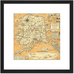 Artery8 1959 Ernest Dudley Chase A Pictorial Map Of Alaska 8X8 Inch Square Wooden Framed Wall Art Print Picture with Mount in Black Black Artery8 1959 Ernest Dudley Chase A Pictorial Map Of Alaska 8X8 Inch Square Wooden Framed Wall Art Print Picture with Mount in Black Black