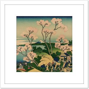 Artery8 Hokusai 36 Views Fuji Goten Yama Hill Shinagawa 8X8 Inch Square Wooden Framed Wall Art Print Picture with Mount in White White Artery8 Hokusai 36 Views Fuji Goten Yama Hill Shinagawa 8X8 Inch Square Wooden Framed Wall Art Print Picture with Mount in White White
