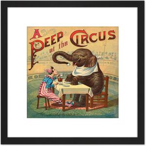 Artery8 McLoughlin Book Cover Circus 1887 Elephant Clown 8X8 Inch Square Wooden Framed Wall Art Print Picture with Mount in Black Black Artery8 McLoughlin Book Cover Circus 1887 Elephant Clown 8X8 Inch Square Wooden Framed Wall Art Print Picture with Mount in Black Black