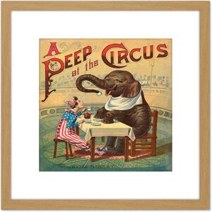 Artery8 McLoughlin Book Cover Circus 1887 Elephant Clown 8X8 Inch Square Wooden Framed Wall Art Print Picture with Mount in Light Oak Light Oak Artery8 McLoughlin Book Cover Circus 1887 Elephant Clown 8X8 Inch Square Wooden Framed Wall Art Print Picture with Mount in Light Oak Light Oak