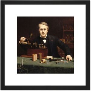 Artery8 Abraham Archibald Anderson Thomas Alva Edison 8X8 Inch Square Wooden Framed Wall Art Print Picture with Mount in Black Black Artery8 Abraham Archibald Anderson Thomas Alva Edison 8X8 Inch Square Wooden Framed Wall Art Print Picture with Mount in Black Black