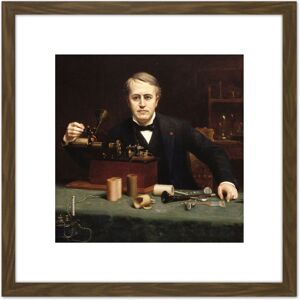 Artery8 Abraham Archibald Anderson Thomas Alva Edison 8X8 Inch Square Wooden Framed Wall Art Print Picture with Mount in Brown Brown Artery8 Abraham Archibald Anderson Thomas Alva Edison 8X8 Inch Square Wooden Framed Wall Art Print Picture with Mount in Brown Brown