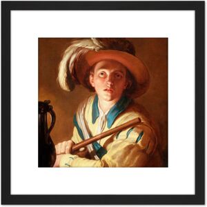 Artery8 Abraham Bloemaert The Flute Player 8X8 Inch Square Wooden Framed Wall Art Print Picture with Mount in Black Black Artery8 Abraham Bloemaert The Flute Player 8X8 Inch Square Wooden Framed Wall Art Print Picture with Mount in Black Black