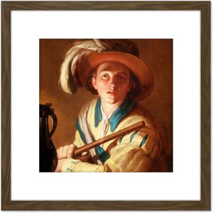 Artery8 Abraham Bloemaert The Flute Player 8X8 Inch Square Wooden Framed Wall Art Print Picture with Mount in Brown Brown Artery8 Abraham Bloemaert The Flute Player 8X8 Inch Square Wooden Framed Wall Art Print Picture with Mount in Brown Brown
