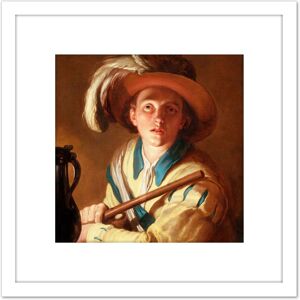 Artery8 Abraham Bloemaert The Flute Player 8X8 Inch Square Wooden Framed Wall Art Print Picture with Mount in White White Artery8 Abraham Bloemaert The Flute Player 8X8 Inch Square Wooden Framed Wall Art Print Picture with Mount in White White