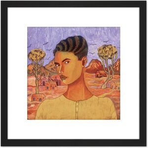 Artery8 Angel Abraham Self Portrait Naive Style Painting 8X8 Inch Square Wooden Framed Wall Art Print Picture with Mount in Black Black Artery8 Angel Abraham Self Portrait Naive Style Painting 8X8 Inch Square Wooden Framed Wall Art Print Picture with Mount in Black Black