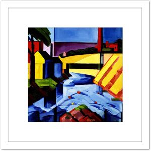 Artery8 Bluemner Evening Tones Abstract Landscape Painting 8X8 Inch Square Wooden Framed Wall Art Print Picture with Mount in White White Artery8 Bluemner Evening Tones Abstract Landscape Painting 8X8 Inch Square Wooden Framed Wall Art Print Picture with Mount in White White