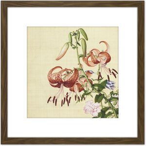 Artery8 Castiglione Lilies Flower Plant Painting 8X8 Inch Square Wooden Framed Wall Art Print Picture with Mount in Brown Brown Artery8 Castiglione Lilies Flower Plant Painting 8X8 Inch Square Wooden Framed Wall Art Print Picture with Mount in Brown Brown