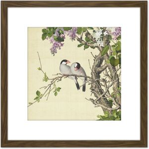 Artery8 Castiglione Syringa Birds Tree Painting 8X8 Inch Square Wooden Framed Wall Art Print Picture with Mount in Brown Brown Artery8 Castiglione Syringa Birds Tree Painting 8X8 Inch Square Wooden Framed Wall Art Print Picture with Mount in Brown Brown