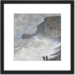 Artery8 Claude Monet Rough Weather At Etretat 8X8 Inch Square Wooden Framed Wall Art Print Picture with Mount in Black Black Artery8 Claude Monet Rough Weather At Etretat 8X8 Inch Square Wooden Framed Wall Art Print Picture with Mount in Black Black