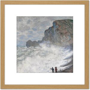 Artery8 Claude Monet Rough Weather At Etretat 8X8 Inch Square Wooden Framed Wall Art Print Picture with Mount in Light Oak Light Oak Artery8 Claude Monet Rough Weather At Etretat 8X8 Inch Square Wooden Framed Wall Art Print Picture with Mount in Light Oak Light Oak