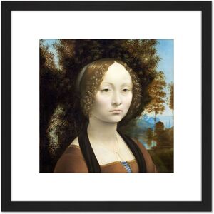Artery8 Da Vinci Ginevra De Benci Portrait Painting 8X8 Inch Square Wooden Framed Wall Art Print Picture with Mount in Black Black Artery8 Da Vinci Ginevra De Benci Portrait Painting 8X8 Inch Square Wooden Framed Wall Art Print Picture with Mount in Black Black