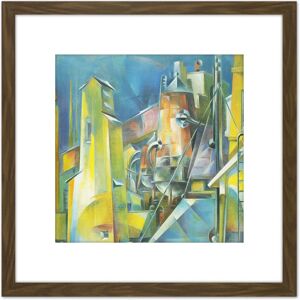 Artery8 Dickinson Factory Precisionist Painting 8X8 Inch Square Wooden Framed Wall Art Print Picture with Mount in Brown Brown Artery8 Dickinson Factory Precisionist Painting 8X8 Inch Square Wooden Framed Wall Art Print Picture with Mount in Brown Brown