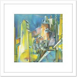 Artery8 Dickinson Factory Precisionist Painting 8X8 Inch Square Wooden Framed Wall Art Print Picture with Mount in White White Artery8 Dickinson Factory Precisionist Painting 8X8 Inch Square Wooden Framed Wall Art Print Picture with Mount in White White