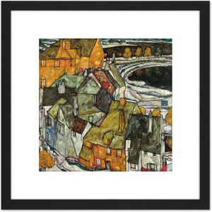 Artery8 Egon Schiele Crescent Of Houses II Island Town Cropped 8X8 Inch Square Wooden Framed Wall Art Print Picture with Mount in Black Black Artery8 Egon Schiele Crescent Of Houses II Island Town Cropped 8X8 Inch Square Wooden Framed Wall Art Print Picture with Mount in Black Black