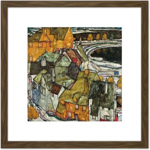 Artery8 Egon Schiele Crescent Of Houses II Island Town Cropped 8X8 Inch Square Wooden Framed Wall Art Print Picture with Mount in Brown Brown Artery8 Egon Schiele Crescent Of Houses II Island Town Cropped 8X8 Inch Square Wooden Framed Wall Art Print Picture with Mount in Brown Brown