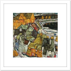 Artery8 Egon Schiele Crescent Of Houses II Island Town Cropped 8X8 Inch Square Wooden Framed Wall Art Print Picture with Mount in White White Artery8 Egon Schiele Crescent Of Houses II Island Town Cropped 8X8 Inch Square Wooden Framed Wall Art Print Picture with Mount in White White
