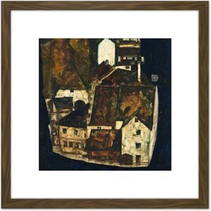 Artery8 Egon Schiele Dead City III City On The Blue River III 8X8 Inch Square Wooden Framed Wall Art Print Picture with Mount in Brown Brown Artery8 Egon Schiele Dead City III City On The Blue River III 8X8 Inch Square Wooden Framed Wall Art Print Picture with Mount in Brown Brown