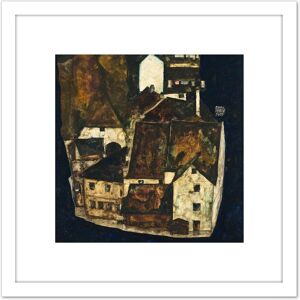 Artery8 Egon Schiele Dead City III City On The Blue River III 8X8 Inch Square Wooden Framed Wall Art Print Picture with Mount in White White Artery8 Egon Schiele Dead City III City On The Blue River III 8X8 Inch Square Wooden Framed Wall Art Print Picture with Mount in White White