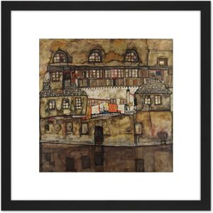 Artery8 Egon Schiele House Wall On The River Cropped 8X8 Inch Square Wooden Framed Wall Art Print Picture with Mount in Black Black Artery8 Egon Schiele House Wall On The River Cropped 8X8 Inch Square Wooden Framed Wall Art Print Picture with Mount in Black Black