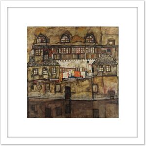 Artery8 Egon Schiele House Wall On The River Cropped 8X8 Inch Square Wooden Framed Wall Art Print Picture with Mount in White White Artery8 Egon Schiele House Wall On The River Cropped 8X8 Inch Square Wooden Framed Wall Art Print Picture with Mount in White White