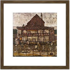 Artery8 Egon Schiele House With Shingle Roof Old House II Cropped 8X8 Inch Square Wooden Framed Wall Art Print Picture with Mount in Brown Brown Artery8 Egon Schiele House With Shingle Roof Old House II Cropped 8X8 Inch Square Wooden Framed Wall Art Print Picture with Mount in Brown Brown
