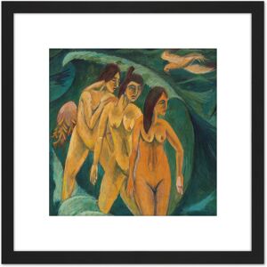 Artery8 Ernst Ludwig Kirchner Three Bathers 8X8 Inch Square Wooden Framed Wall Art Print Picture with Mount in Black Black Artery8 Ernst Ludwig Kirchner Three Bathers 8X8 Inch Square Wooden Framed Wall Art Print Picture with Mount in Black Black
