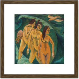 Artery8 Ernst Ludwig Kirchner Three Bathers 8X8 Inch Square Wooden Framed Wall Art Print Picture with Mount in Brown Brown Artery8 Ernst Ludwig Kirchner Three Bathers 8X8 Inch Square Wooden Framed Wall Art Print Picture with Mount in Brown Brown