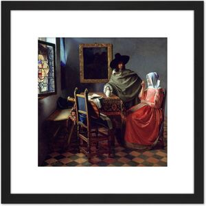 Artery8 Jan Vermeer Van Delft The Glass Of Wine 8X8 Inch Square Wooden Framed Wall Art Print Picture with Mount in Black Black Artery8 Jan Vermeer Van Delft The Glass Of Wine 8X8 Inch Square Wooden Framed Wall Art Print Picture with Mount in Black Black