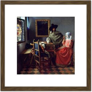 Artery8 Jan Vermeer Van Delft The Glass Of Wine 8X8 Inch Square Wooden Framed Wall Art Print Picture with Mount in Brown Brown Artery8 Jan Vermeer Van Delft The Glass Of Wine 8X8 Inch Square Wooden Framed Wall Art Print Picture with Mount in Brown Brown