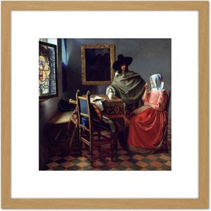 Artery8 Jan Vermeer Van Delft The Glass Of Wine 8X8 Inch Square Wooden Framed Wall Art Print Picture with Mount in Light Oak Light Oak Artery8 Jan Vermeer Van Delft The Glass Of Wine 8X8 Inch Square Wooden Framed Wall Art Print Picture with Mount in Light Oak Light Oak