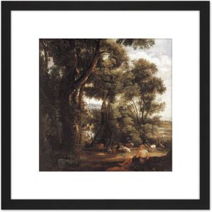 Artery8 John Constable Landscape With Goatherd & Goats 8X8 Inch Square Wooden Framed Wall Art Print Picture with Mount in Black Black Artery8 John Constable Landscape With Goatherd & Goats 8X8 Inch Square Wooden Framed Wall Art Print Picture with Mount in Black Black
