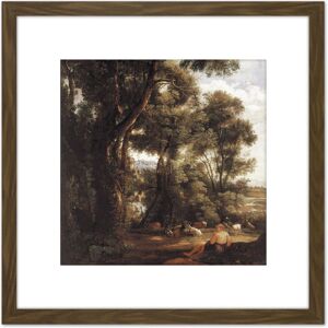 Artery8 John Constable Landscape With Goatherd & Goats 8X8 Inch Square Wooden Framed Wall Art Print Picture with Mount in Brown Brown Artery8 John Constable Landscape With Goatherd & Goats 8X8 Inch Square Wooden Framed Wall Art Print Picture with Mount in Brown Brown